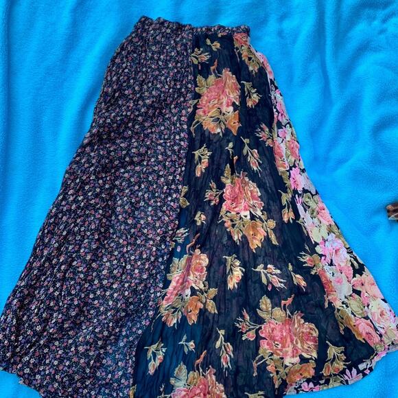 VINTAGE 90s ALEXANDER BROWN FLORAL PATCHWORK BUTTONFRONT SKIRT BOHO HIPPIE GYPSY - Picture 2 of 8